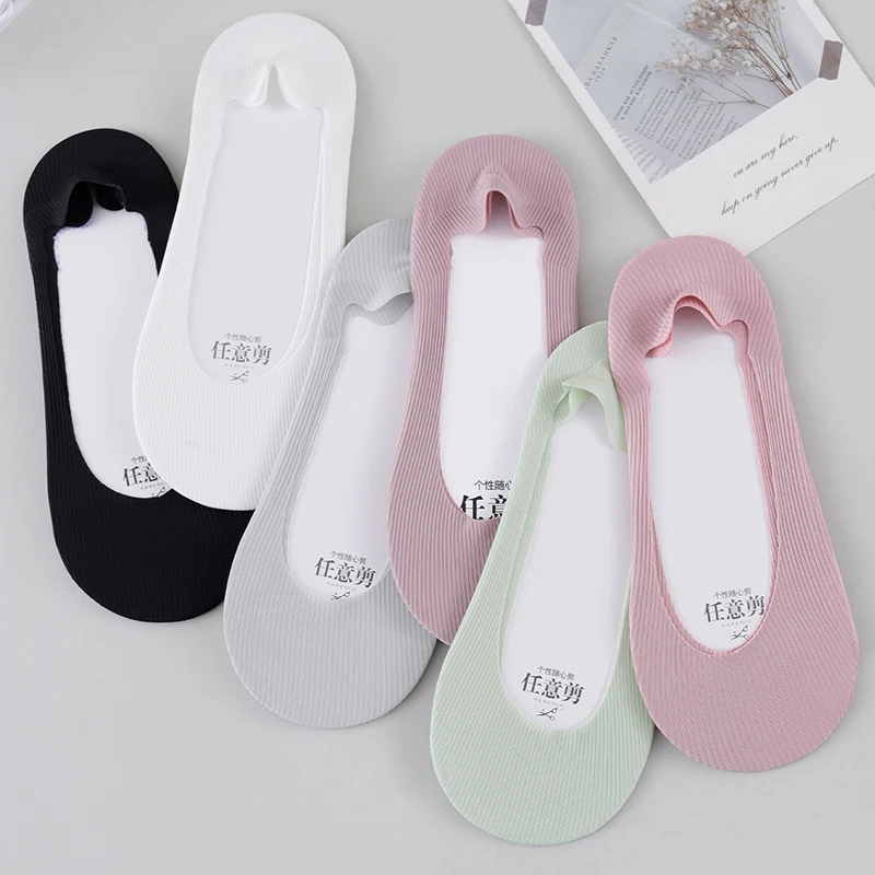 1/3/5/10/15 Pairs Random Women's No‑Show Socks, Thin Solid Color Design, Comfortable Breathable Invisible Socks for Daily Wear
