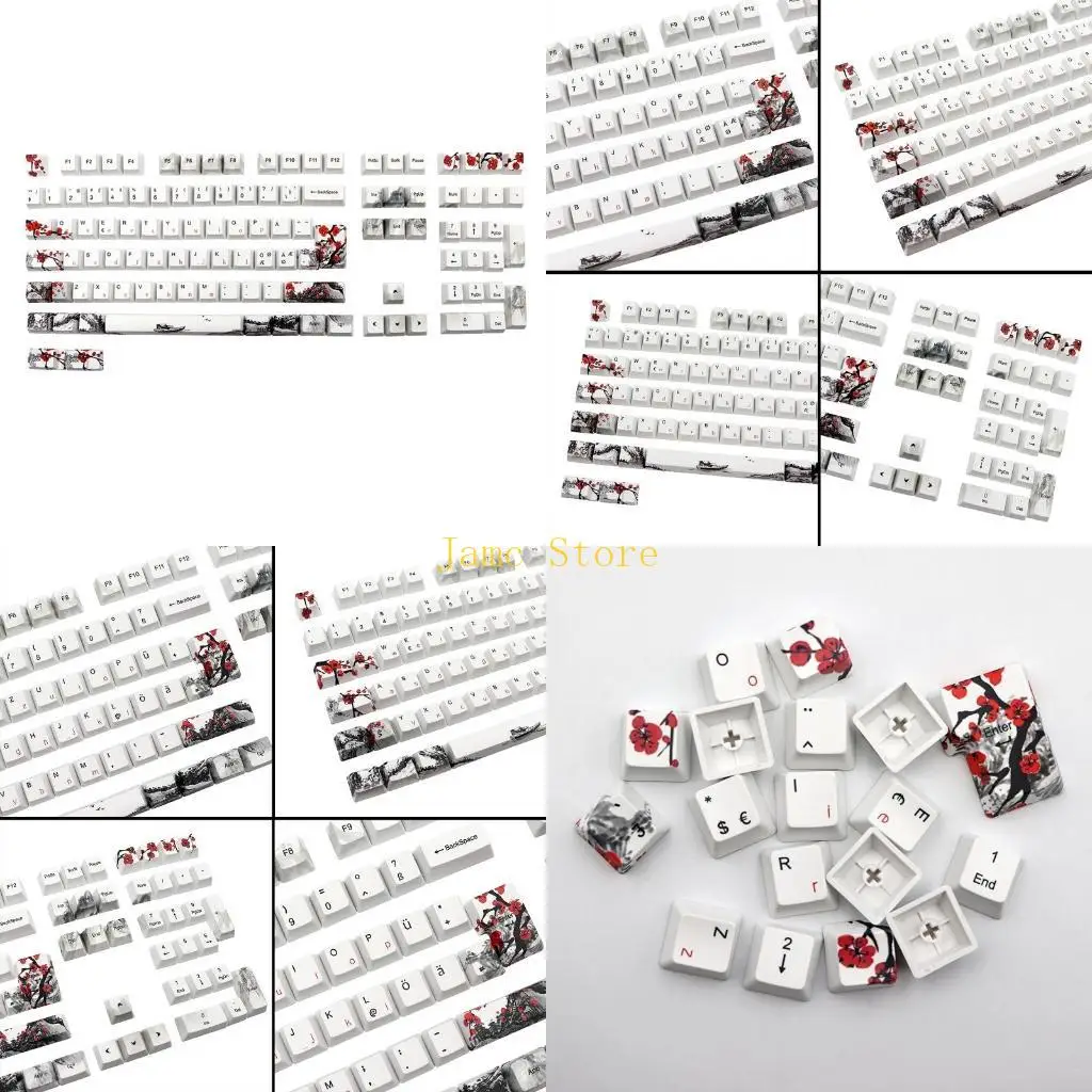 

LX0B PBT OEM Высота Plum Blosm Blosmom Finnish French German For Cherry MX Switch Machinery