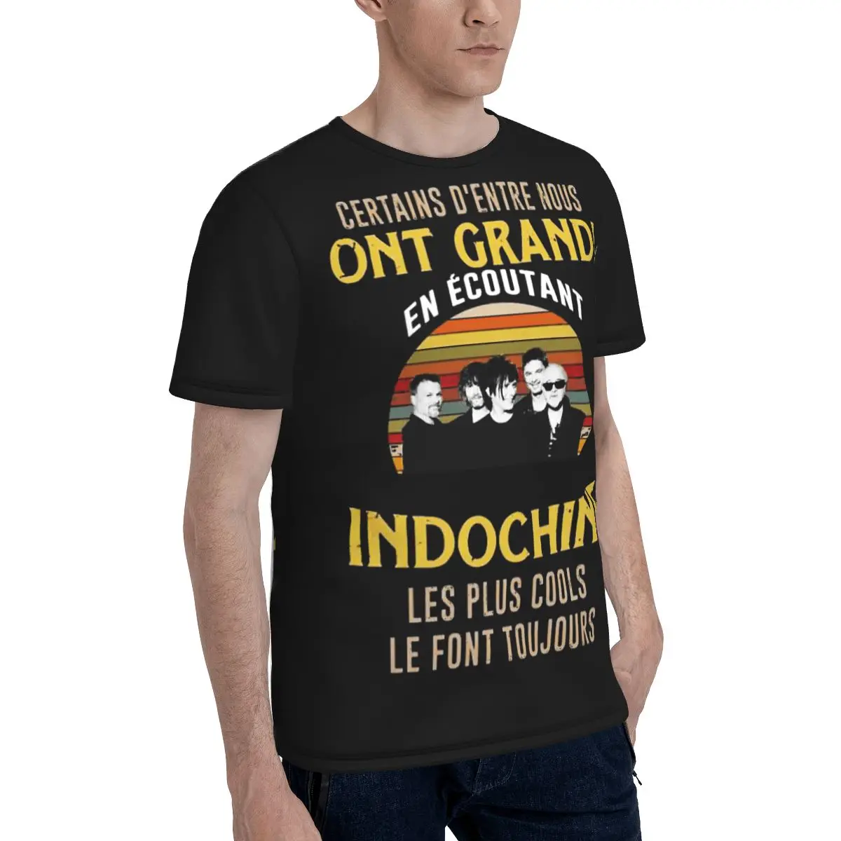 Best Of Indochine Band Logo7 Exselna Genres Rock T-shirt Top Quality Men\'s T Shirt Print Casual band Tees Tops European Size