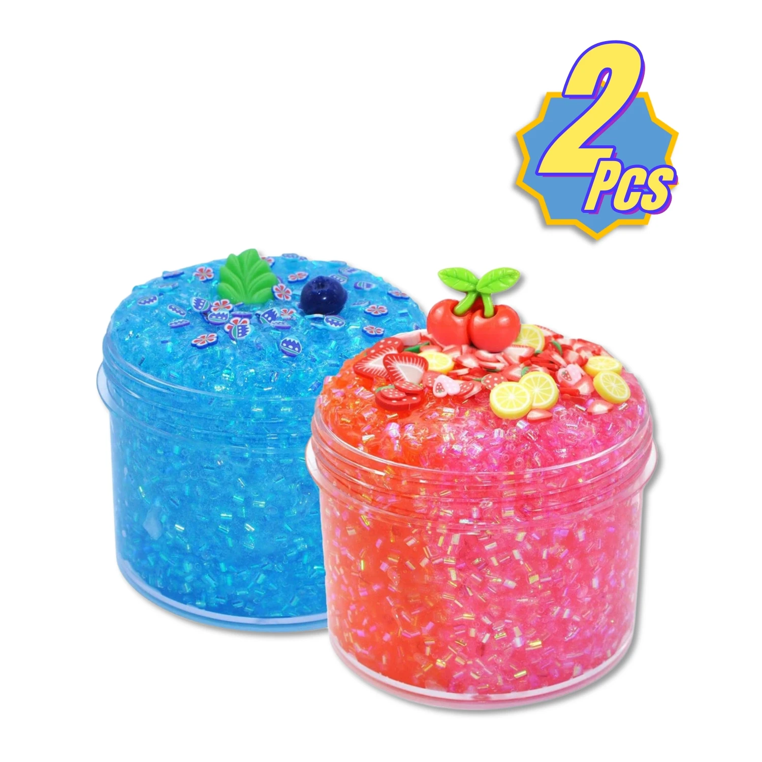 2 Pcs Glimmer Slime Crunchy Slime ,Blueberry Sugar Blitz Slime&Strawberry  Leaf Butter Slime kit ,Super Soft and Non-Sticky