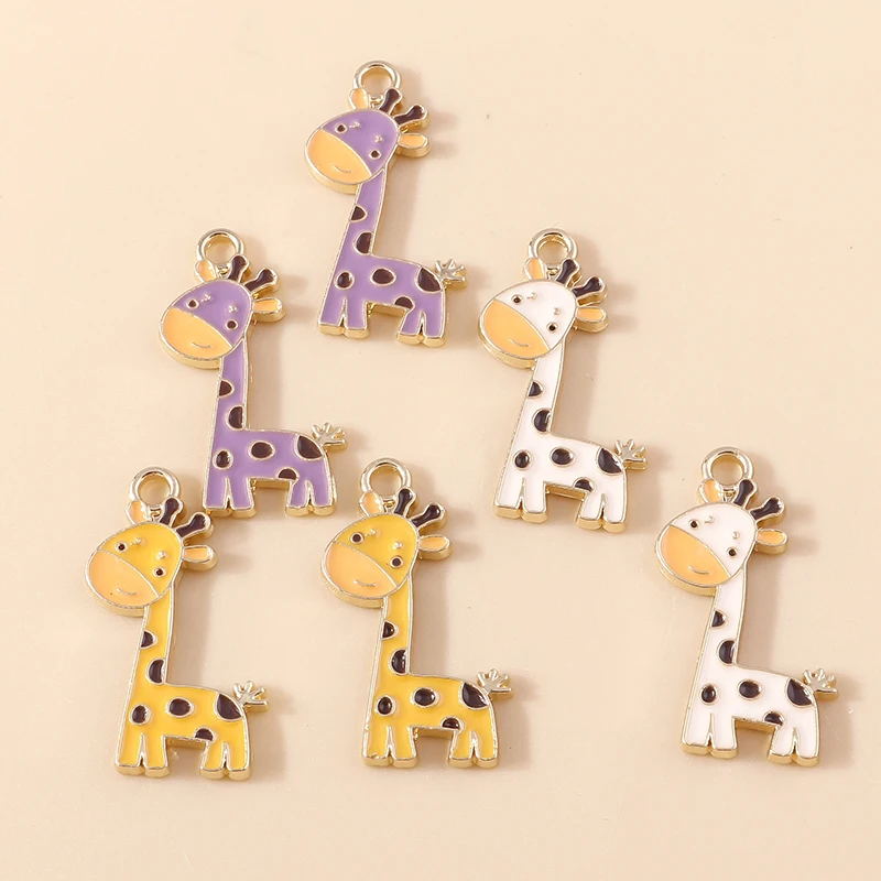 20 Stück 16x27mm Cartoon Emaille Tier Giraffen-Anhänger für Schmuckherstellung, Halsketten, Ohrringe, Armbänder, DIY-Bastelbedarf – Detail 6