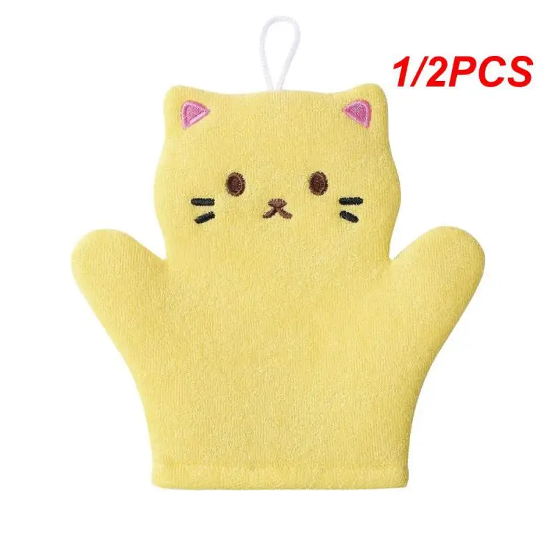 1/2PCS Bath Towel Scrubbing Gloves Foaming Baby Bath Gloves Comfortable Cartoon Soft Gloves Childrens Bath Towel