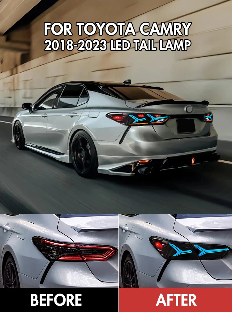 

Светодиодные задние фонари RGB для Toyota Camry 2018-2024 годов, задний фонарь в сборе, аксессуары для обновления автомобиля, установка без повреждений