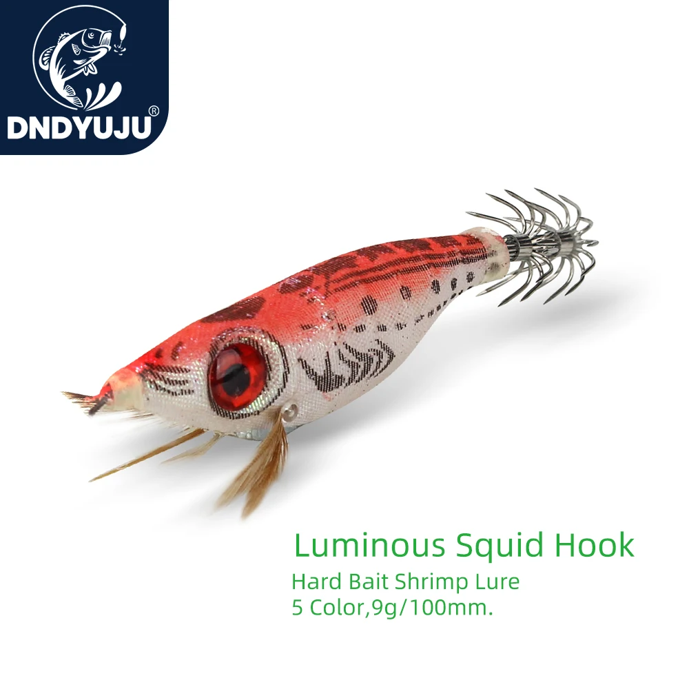 

DNDYUJU 5 шт. 9 г/10 см рыболовная приманка свинцовый грузила Кальмар джиг набор крючков деревянные креветки искусственная креветка жесткая приманка