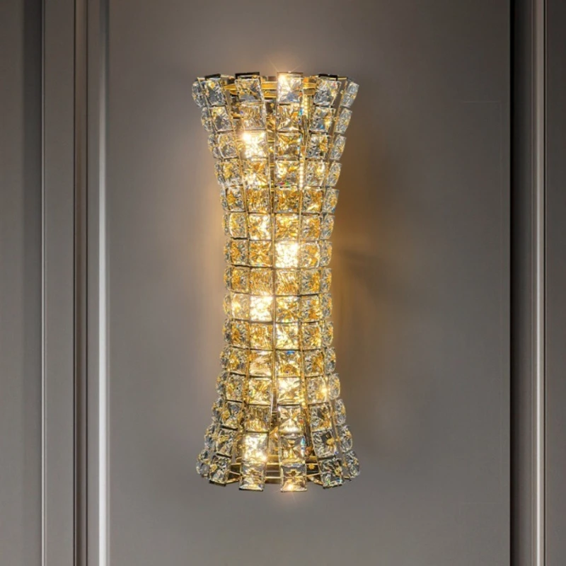 

Light Luxury Crystal Small Waist Wall Lamps Indoor High-end Hotel Stairs Lamp Bedroom Bedside Living Room Atmosphere Wall Lights