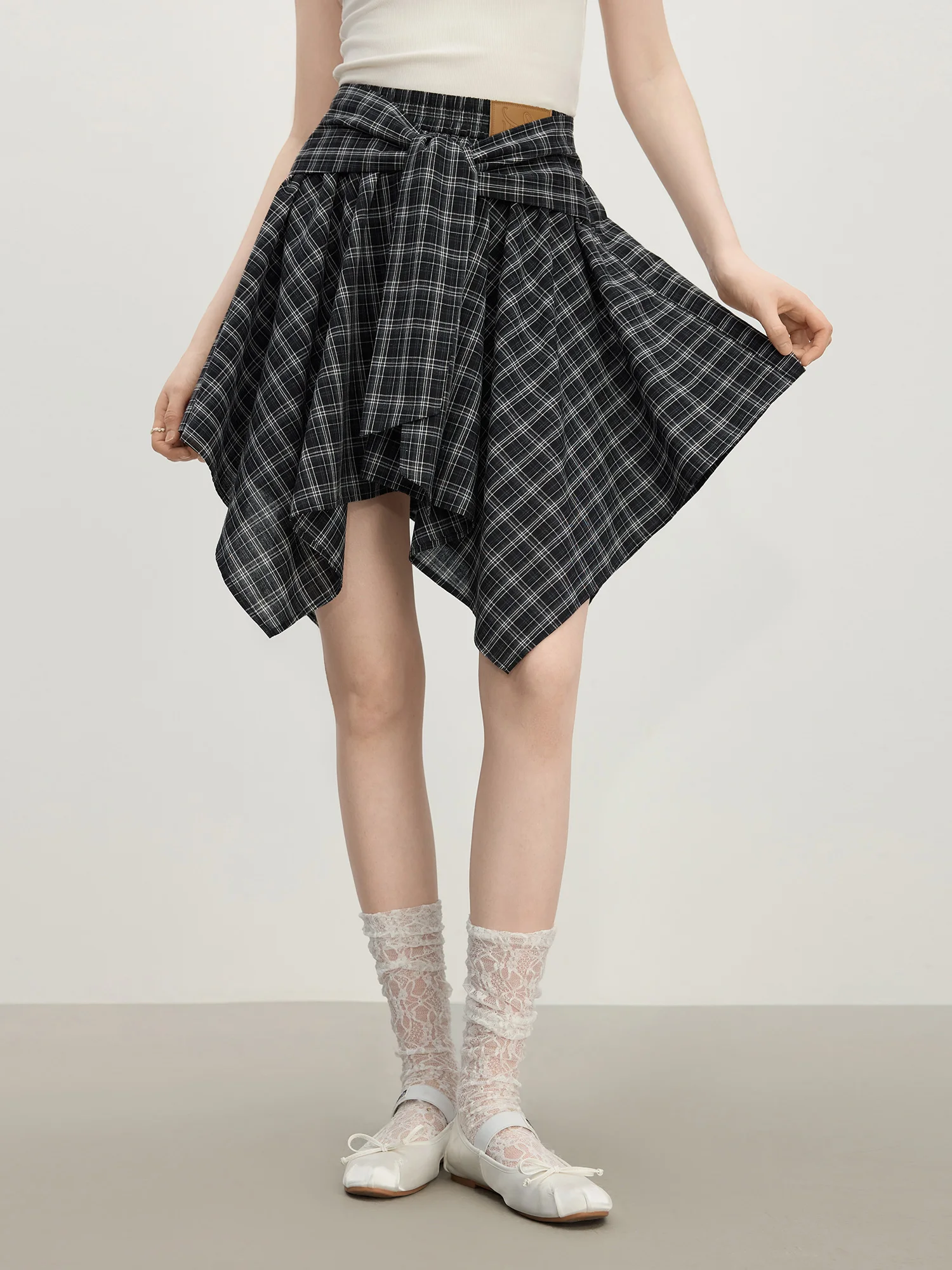 ​FSLE Summer 2025 Textured A-Line Skirt - High Waist Fluid Hem Midi Length Resort to Office Design​