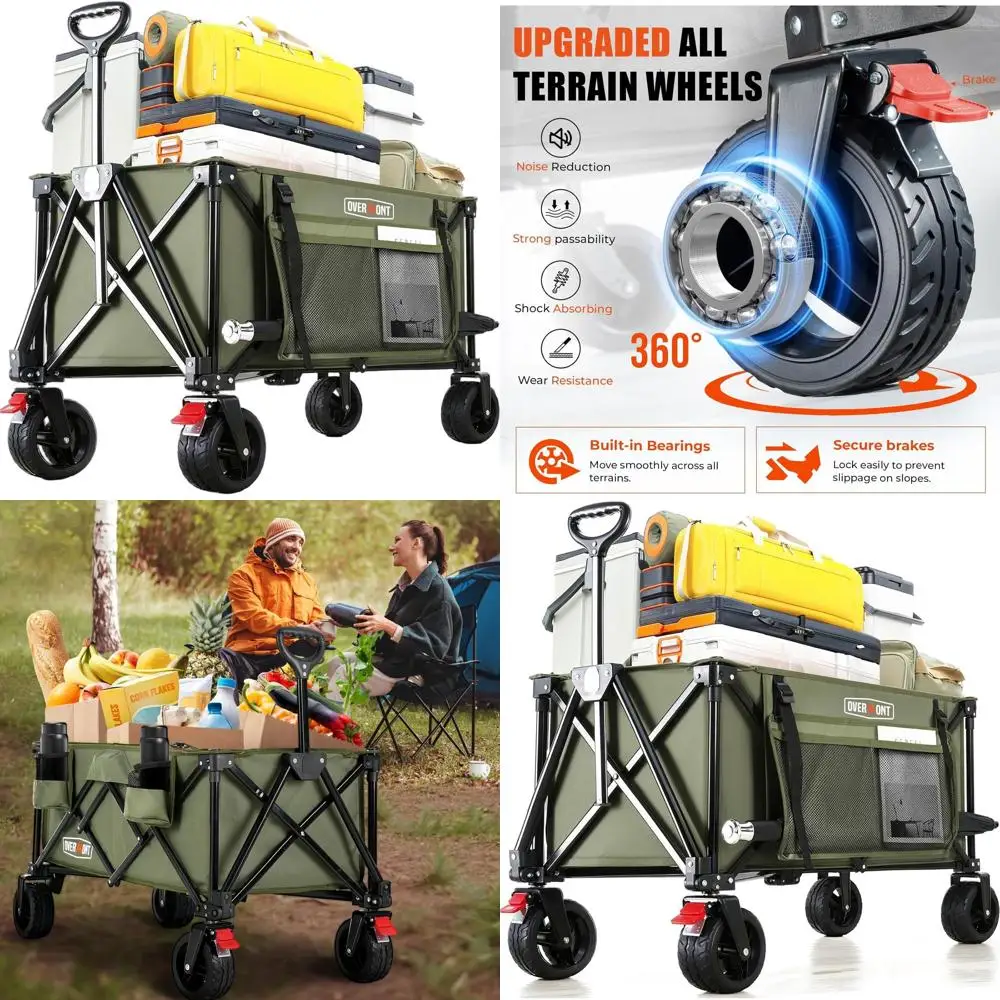 

180L Foldable Heavy-Duty Wagon with All-Terrain Wheels - 330Lbs Capacity for Camping, Sports, Gardening, and Shopping