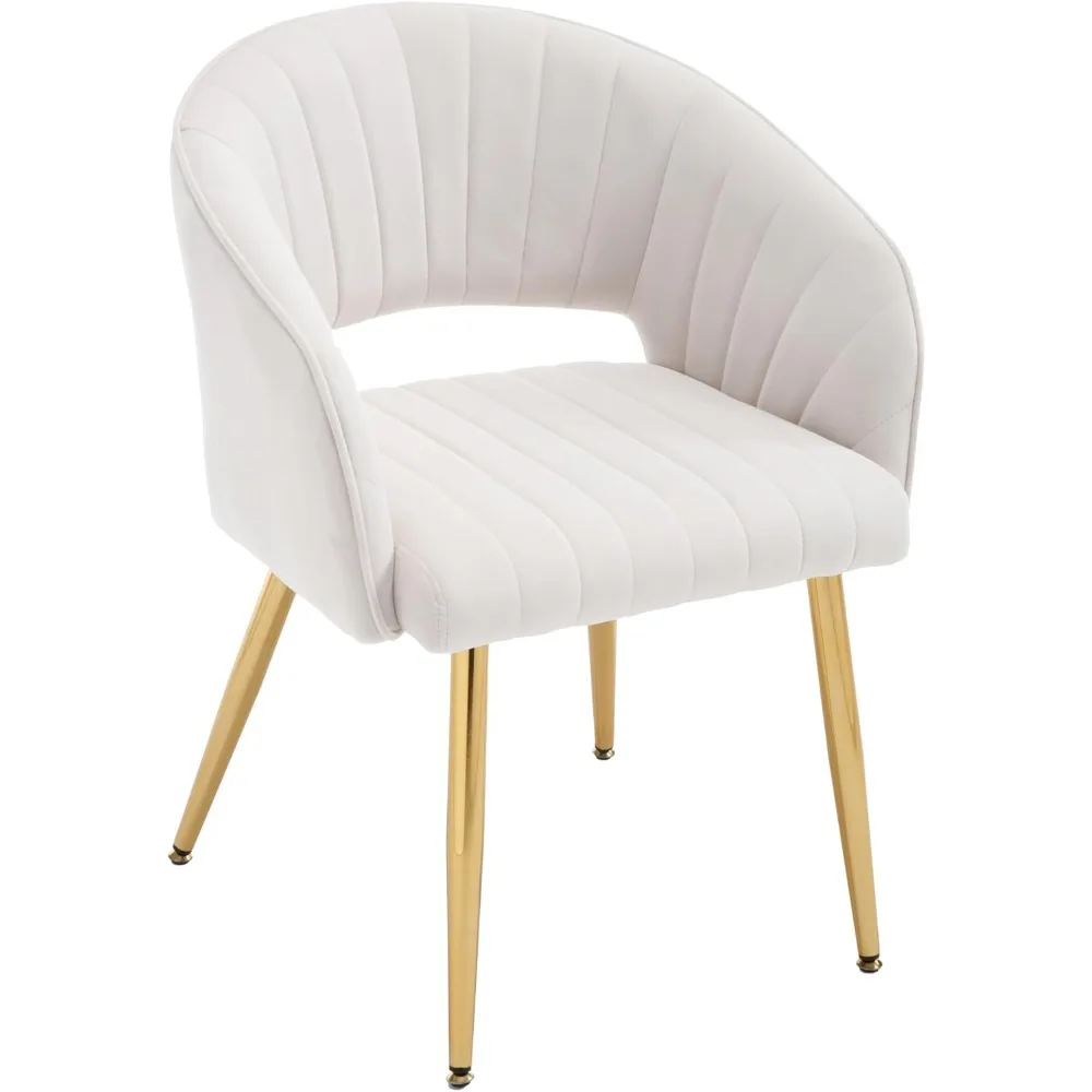 

Velvet Vanity Chair, Modern Home Office Desk Chair with Hollow Back, Upholstered Dining Chair with Gold Metal Legs, Comfy Accent