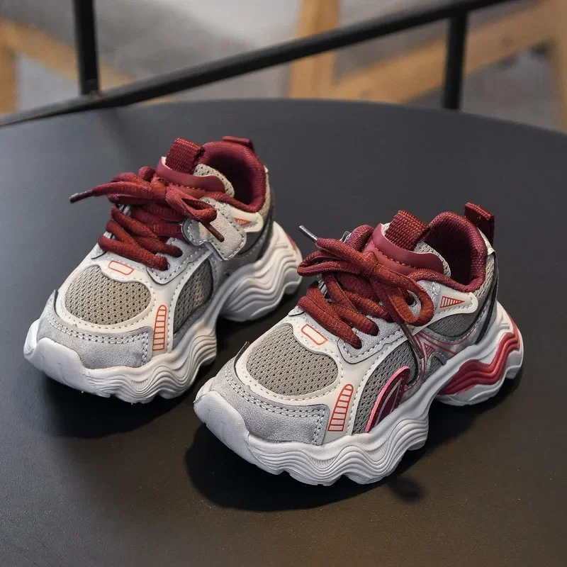 

Children Sports Shoes Mesh Breathable 2025 New Fashion Boys Girls Sneakers Thick Soft Sole Kids Running Shoes Non-slip Hook&loop