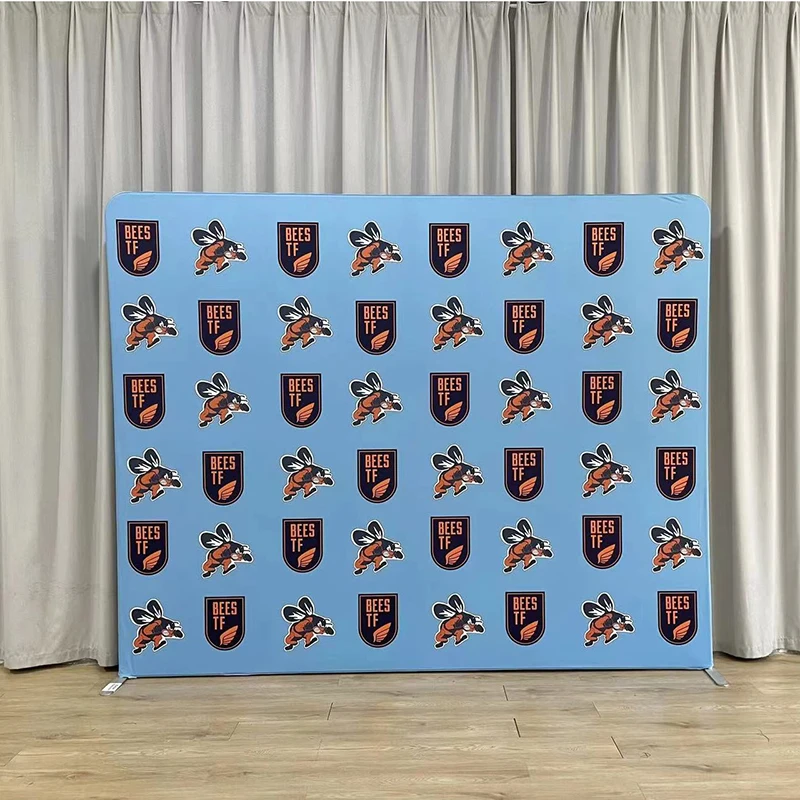 Factory price aluminum frame printed graphic exhibition display 8ft photo booth tension fabric backdrop for party