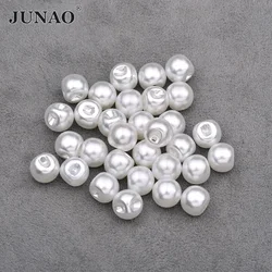 JUNAO 8 10 12 mm bottoni bianchi per cucire bottoni rotondi con strass Applique bottoni Scrapbooking per la decorazione di vestiti ad ago