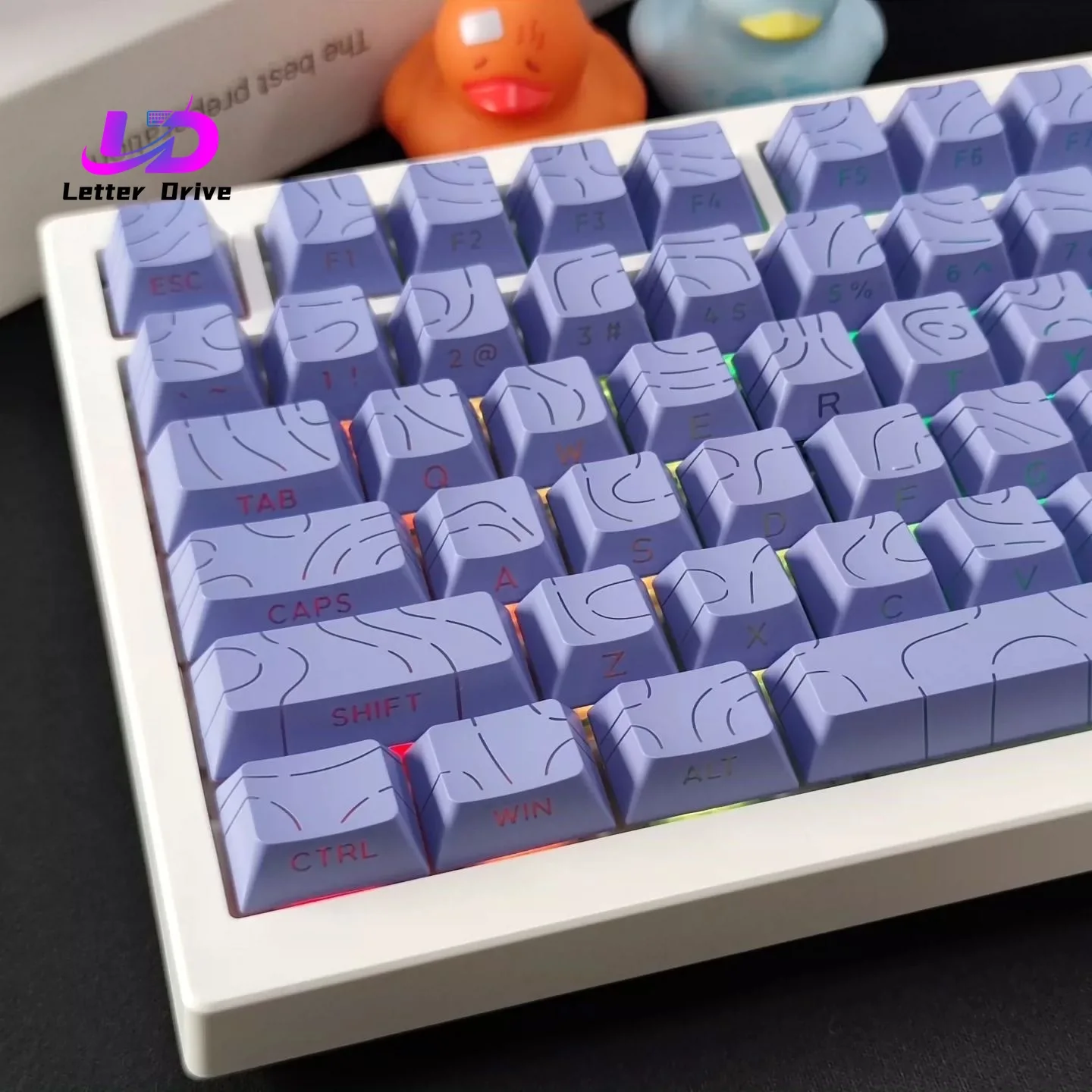 2026 Mechanical Keyboard Keycap with Side Engraved Cracks Emitting Light Cherry PBT+PC Dual color Injection Molded MX Key Cap