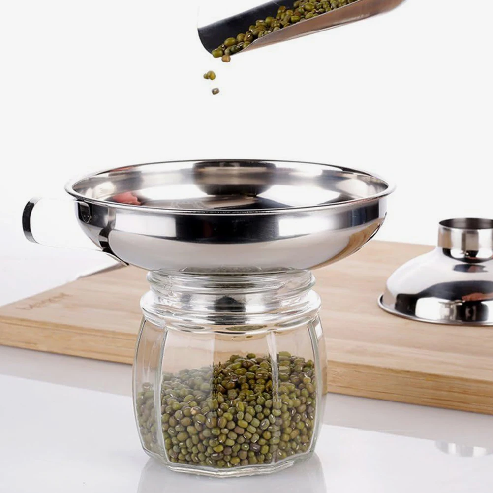 

2 Pcs Kitchen Funnel Oil Funnels Stainless Steel Small Large Wide Mouth for Liquid Transferring Canning Bottles Filling Jar