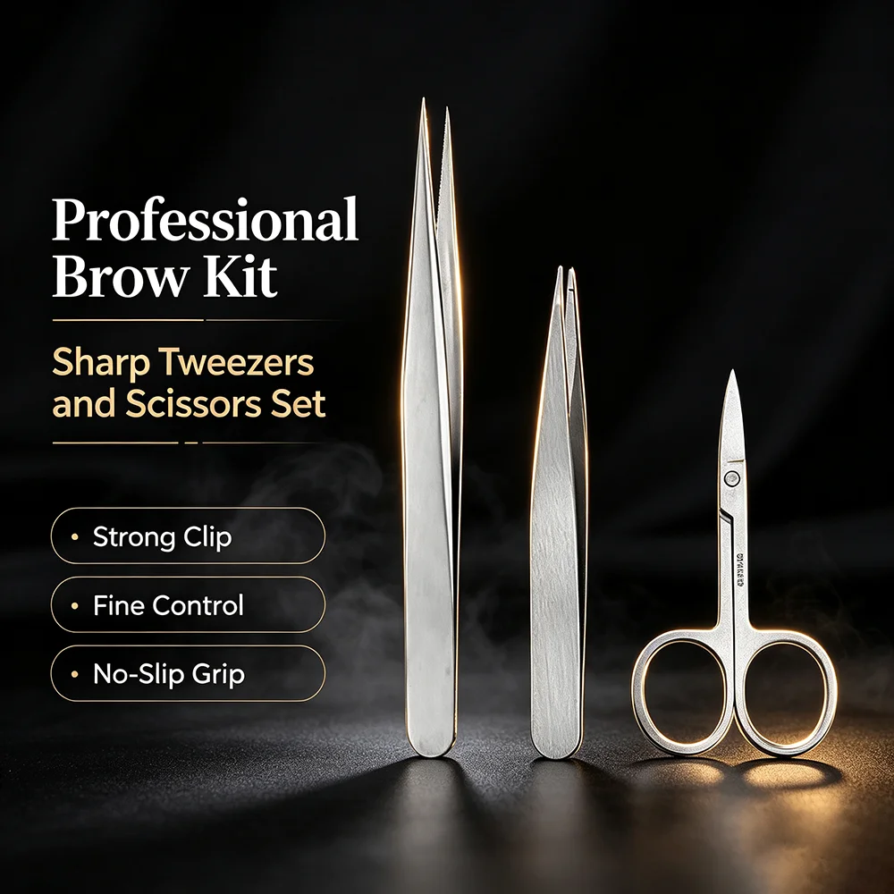 3Pcs Sharp Tip Stainless Steel Eyebrow Tweezers for Salon Use Refine Brows Eliminate Extra Facial Hairs Labor Saving Plucking