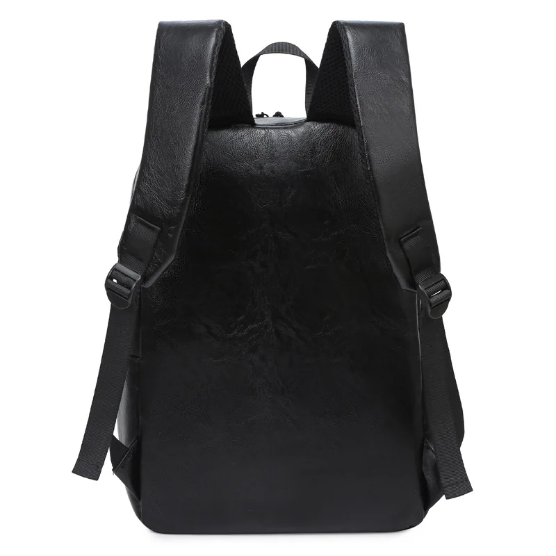 New Fashion Men's PU Leather Backpack Teen Black School Bag Boy College School Bag Laptop Backpack School Wind Leisure Bag