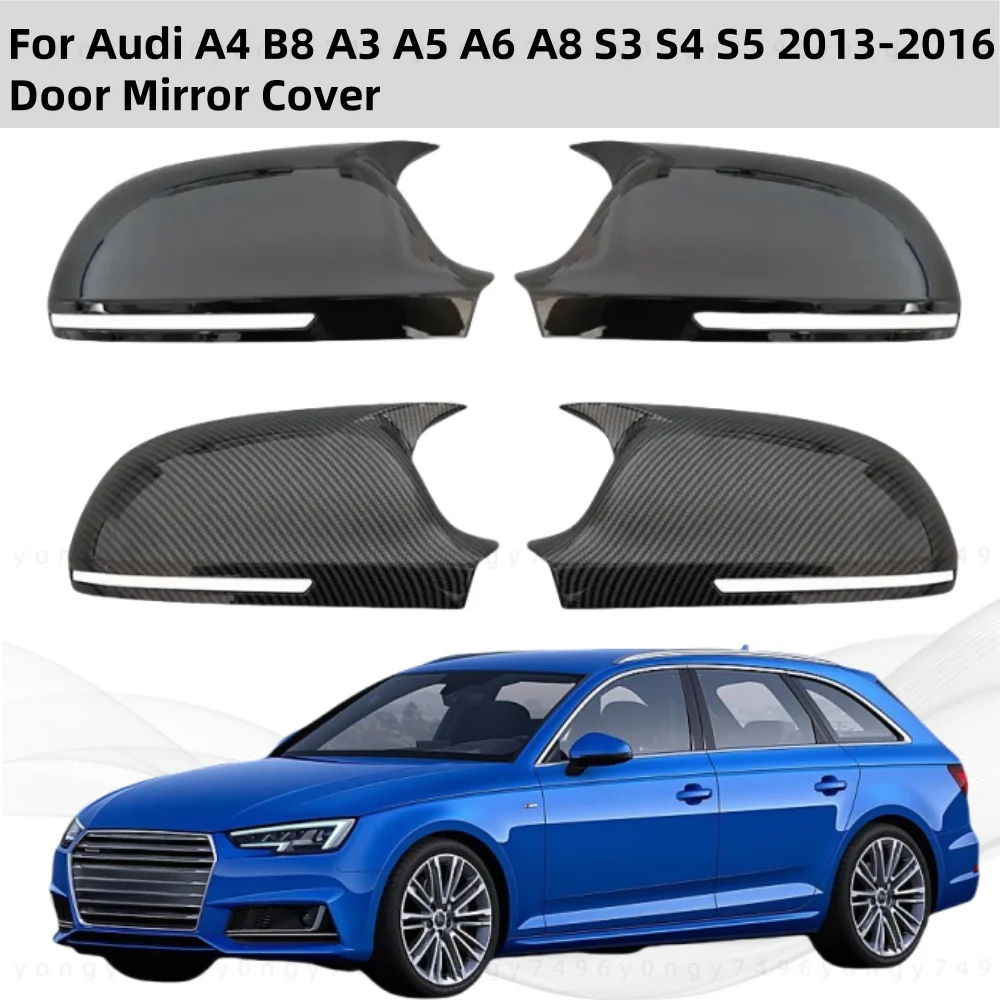 

For Audi A4 B8 A3 A5 A6 A8 S3 S4 S5 2013 - 2016 Car Rearview Accessories Gloss Black Side Mirror Cover Trim Chrome Paste Style