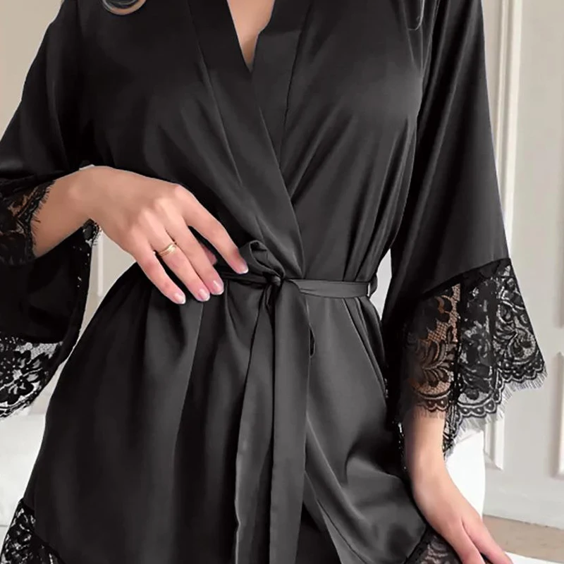 Robe caseira simples e confortável de renda sexy mais vendido