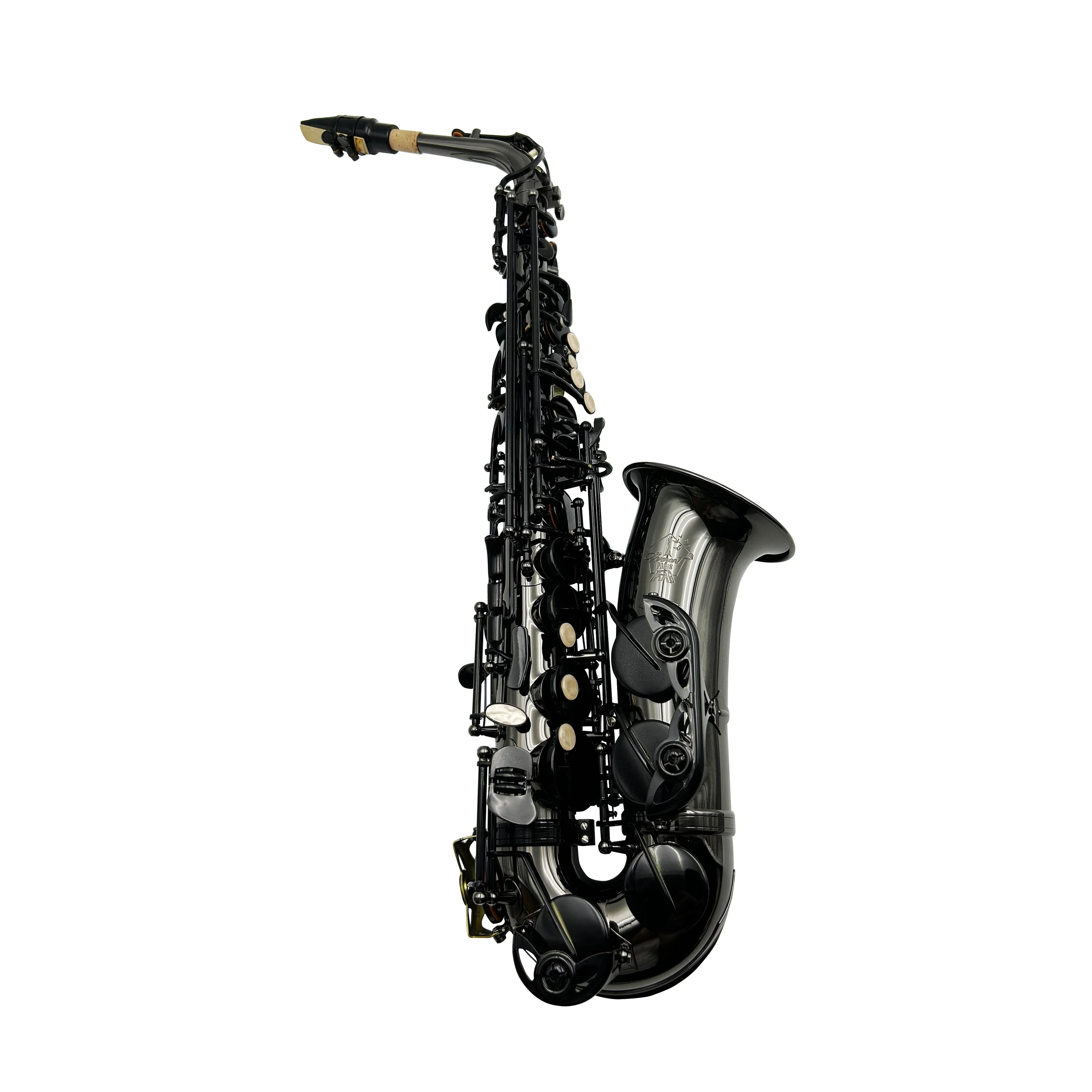 SEASOUND OEM Professional Alto Saxophone JYAS102DBNB Black Nickel Body Silver Keys Eb Tone Foldable Adjustable Wind Instrument