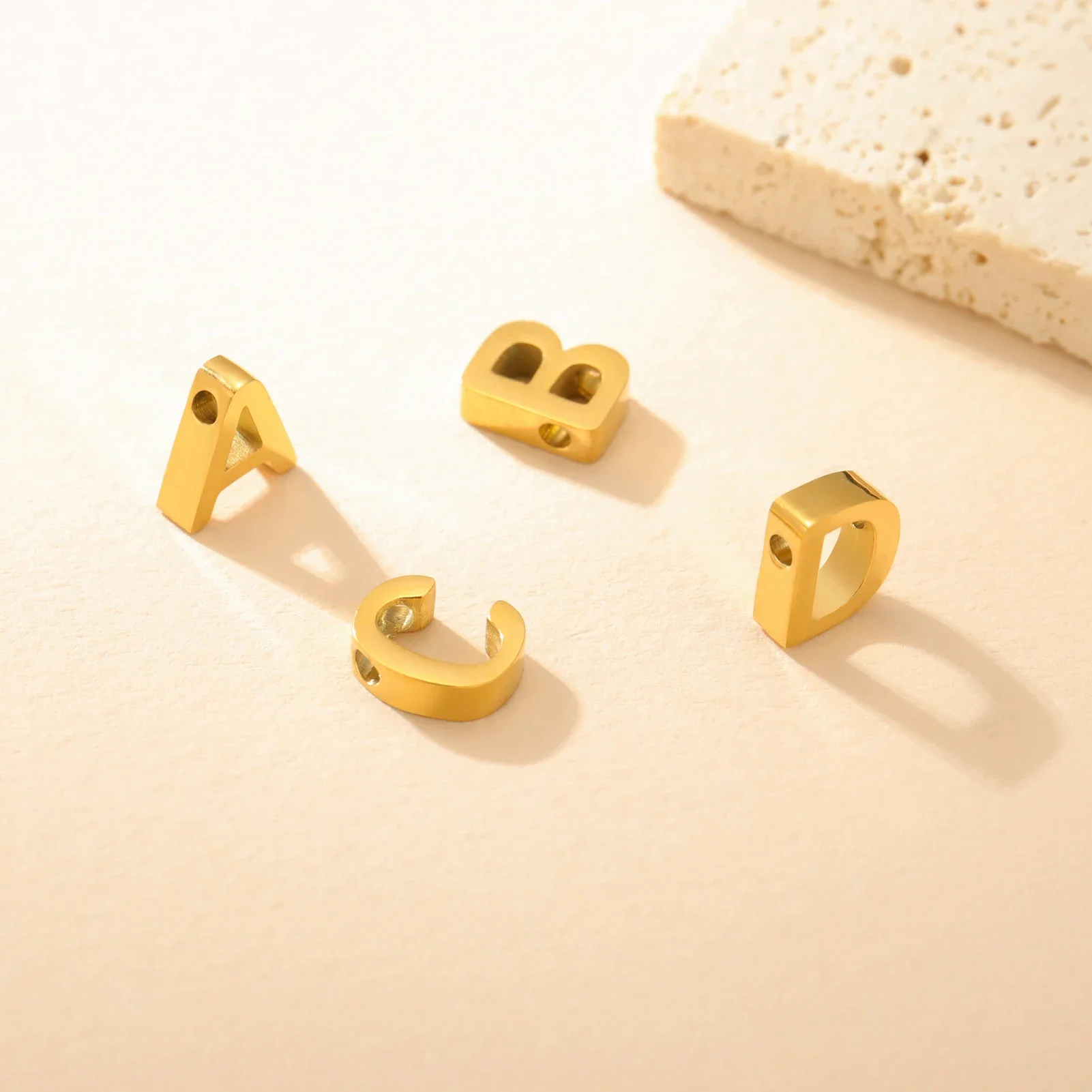 Stainless Steel Gold Color Initial Charm DIY Tiny A-Z Letter Alphabet Pendant for Necklace Bracelet Jewelry Making Wholesale