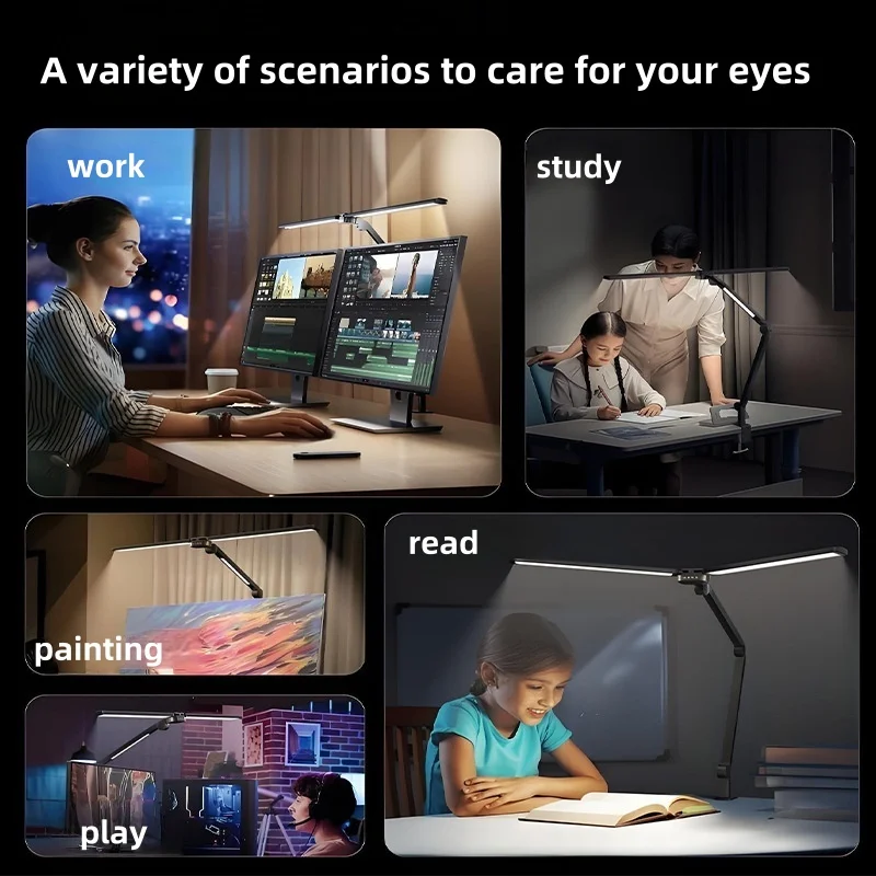 

Three-head folding clip desk lamp desktop office computer screen multi-functional eye-protection desk lamp Indoor Lighting
