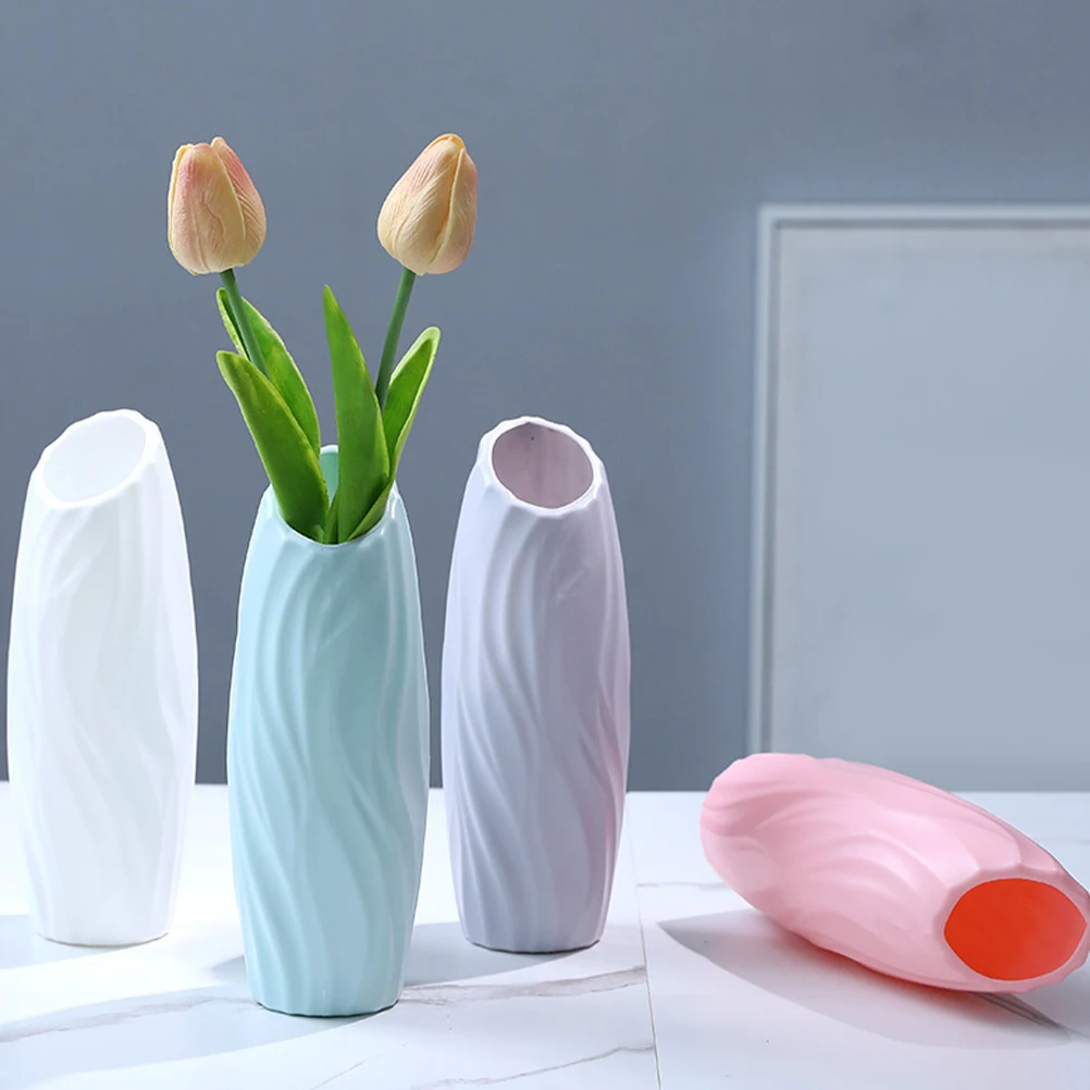 

4pcs Plastic Flower Set Simple Bud Vase Table Centerpieces Hydroponics Planter For Fresh Artificial Flowers Tall White Vase