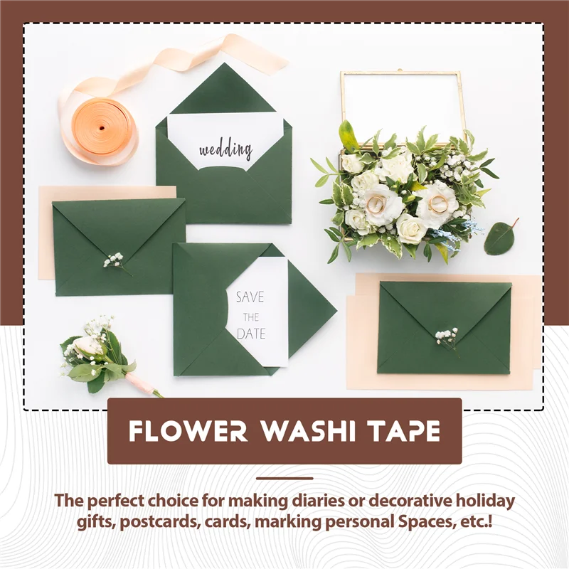 

Набор лент васи с цветком из золотой фольги, ботаническая лента Васи, золотая лента для журнала, искусства и поделок своими руками