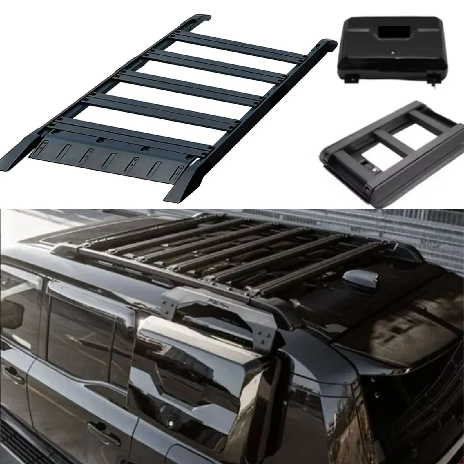 

Корзина на крышу, внешний боковой ящик для инструментов, складная лестница для Toyota LandCruiser Prado J250 и Lexus GX550 (2024 - ток)