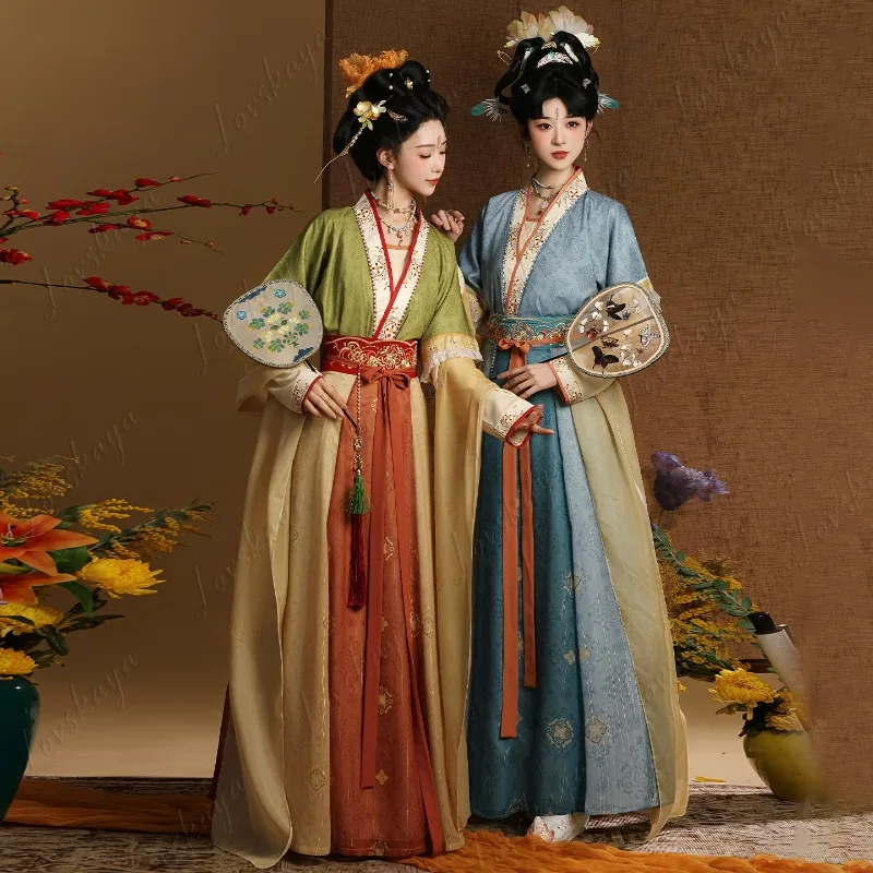 Spring Summer Tang Style Hanfu Set Women's One-piece Waist-length Eight-panel Skirt Daily Wear Outfit
