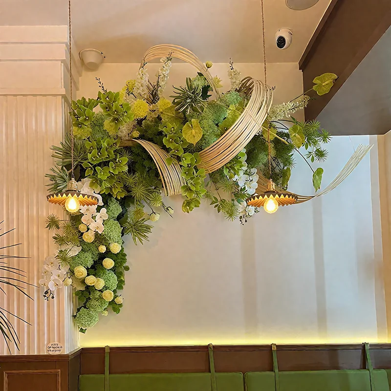 Sales office decoration large custom hanging hanging false green plants floral landscape landscaping