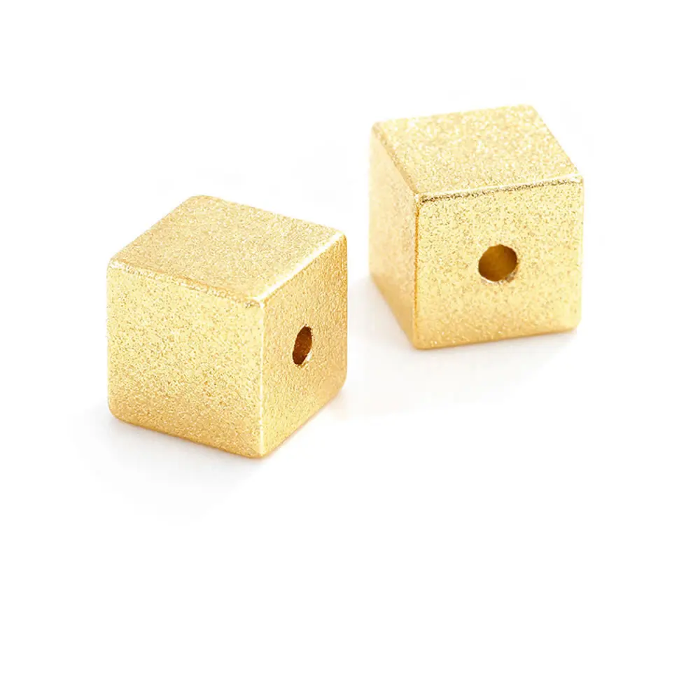 18K Gold Color Brass Square Spacer Beads Bracelet Beads High Quality Diy Jewelry Accessories Making Materials - view 4