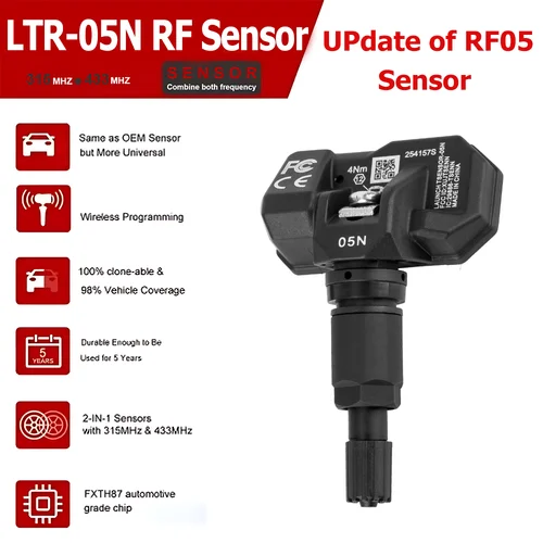 Imagen 2 del producto Sensor RF para Launch LTR05 TPMS, Sensor de Presión de Neumáticos 315/433MHz 2 en 1, para 5011 V2 I-TPMS TSGUN CRT5011E