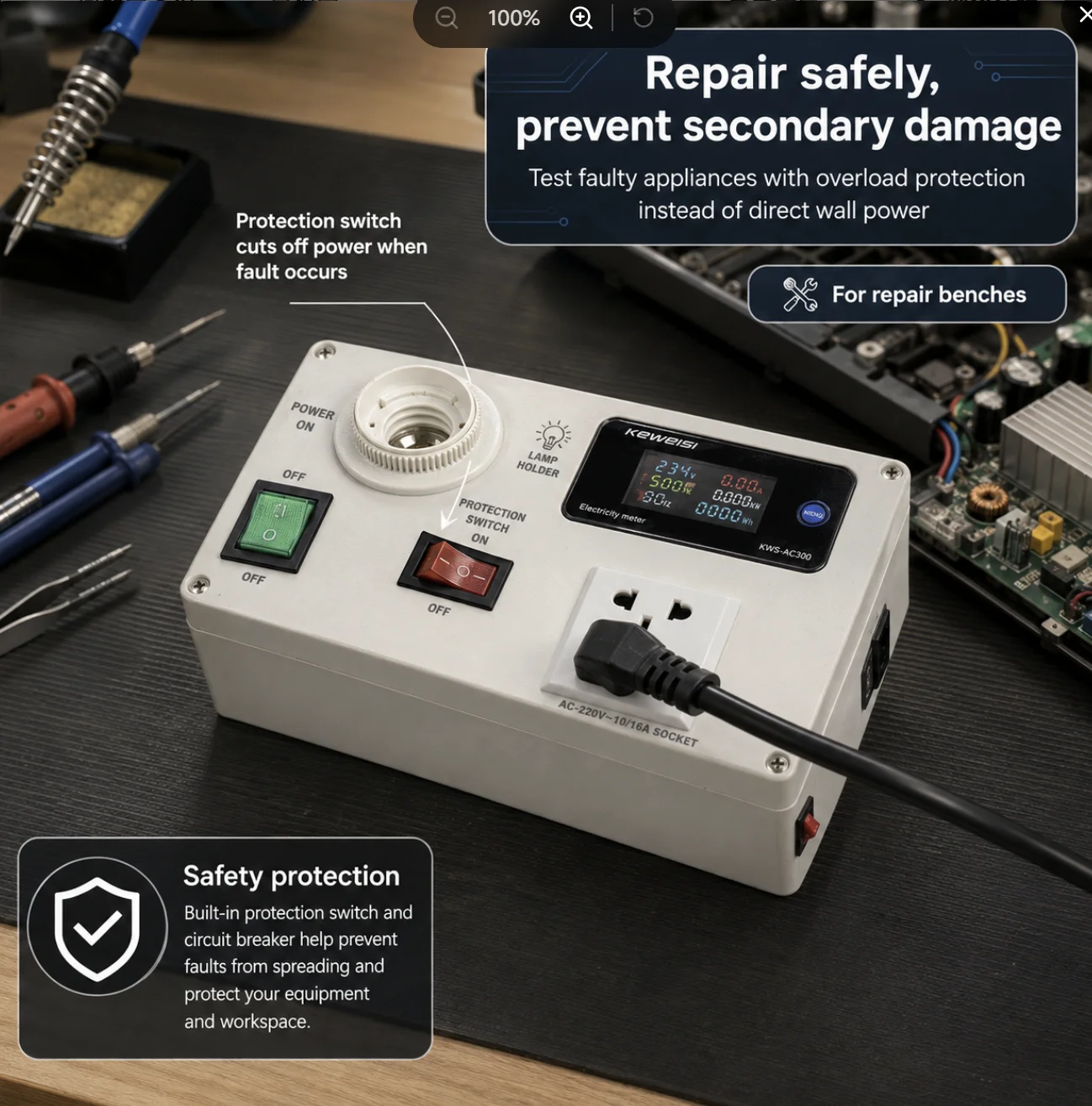Electrical Maintenance Protection Socket Switching Power Supply Induction Cooker TV Power Meter Ammeter Portable LED Test