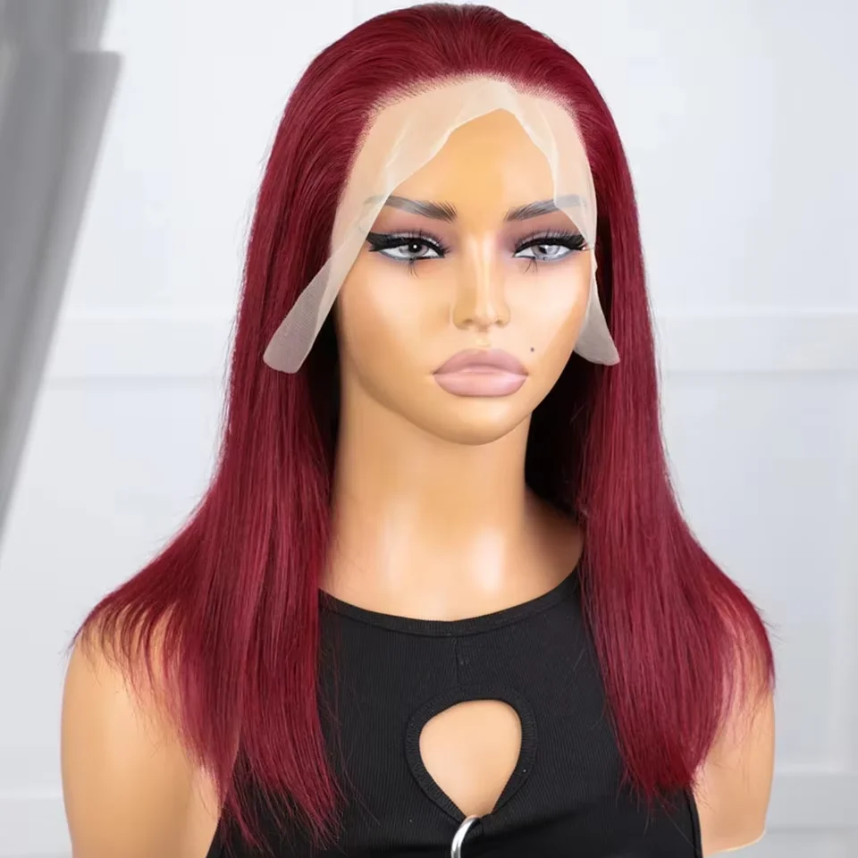 Burgundy 13x4 Lace Front Wig Bone Straight 13x6 HD Lace Frontal Human Hair Wigs For Women 30 inch Colored Wigs Human Hair