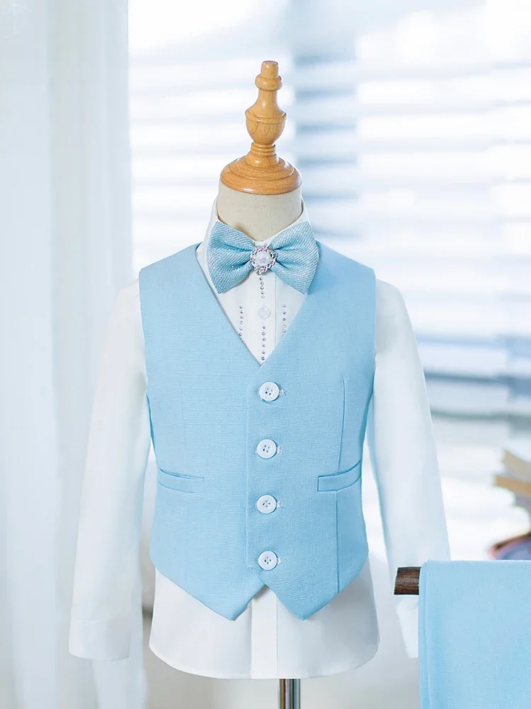 Children\'s Suit Set New High-End Handmade Flower Boy Host Piano Performance Blazer Traje De Niño Para Boda Boys Suits A3755