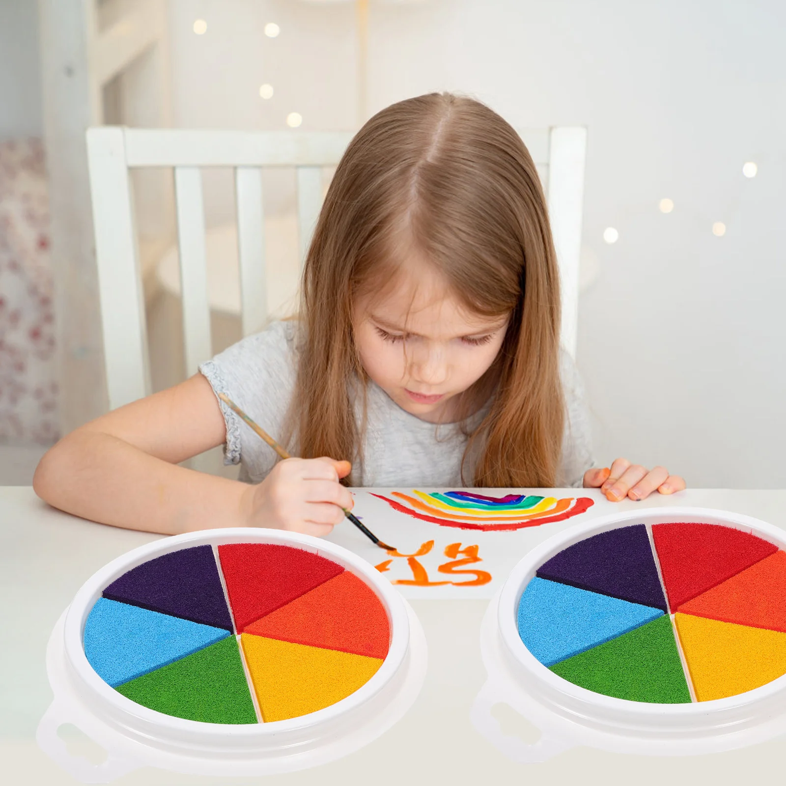 Fingerprint Art Pad for Kids Washable Hand Ink Stamps DIY Drawing Game Round Creative Craft Toy that Boosts Imagination and Fun