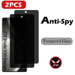 2PC Privacy Protection Glass For ZTE Blade V50 V40 Design Anti Spy Screen Protector ZTE Blade V40 V41 Smart