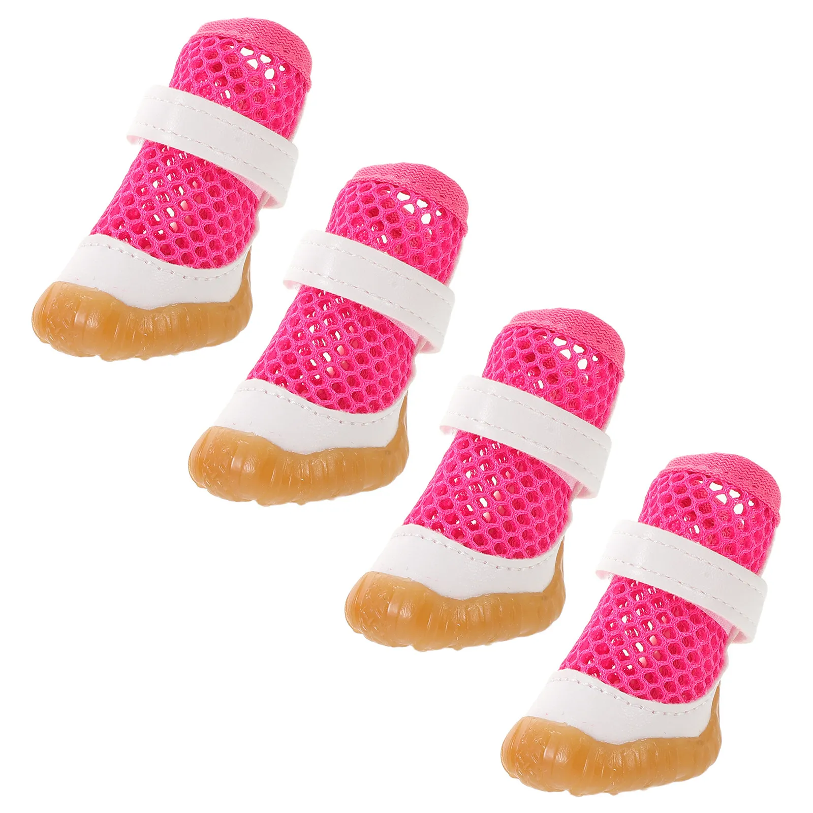 4Pcs Small Dog Shoes Breathable Mesh Pet Booties Slip-Resistant Soles for Outdoor Walking Running Hiking Skid-Proof Paw