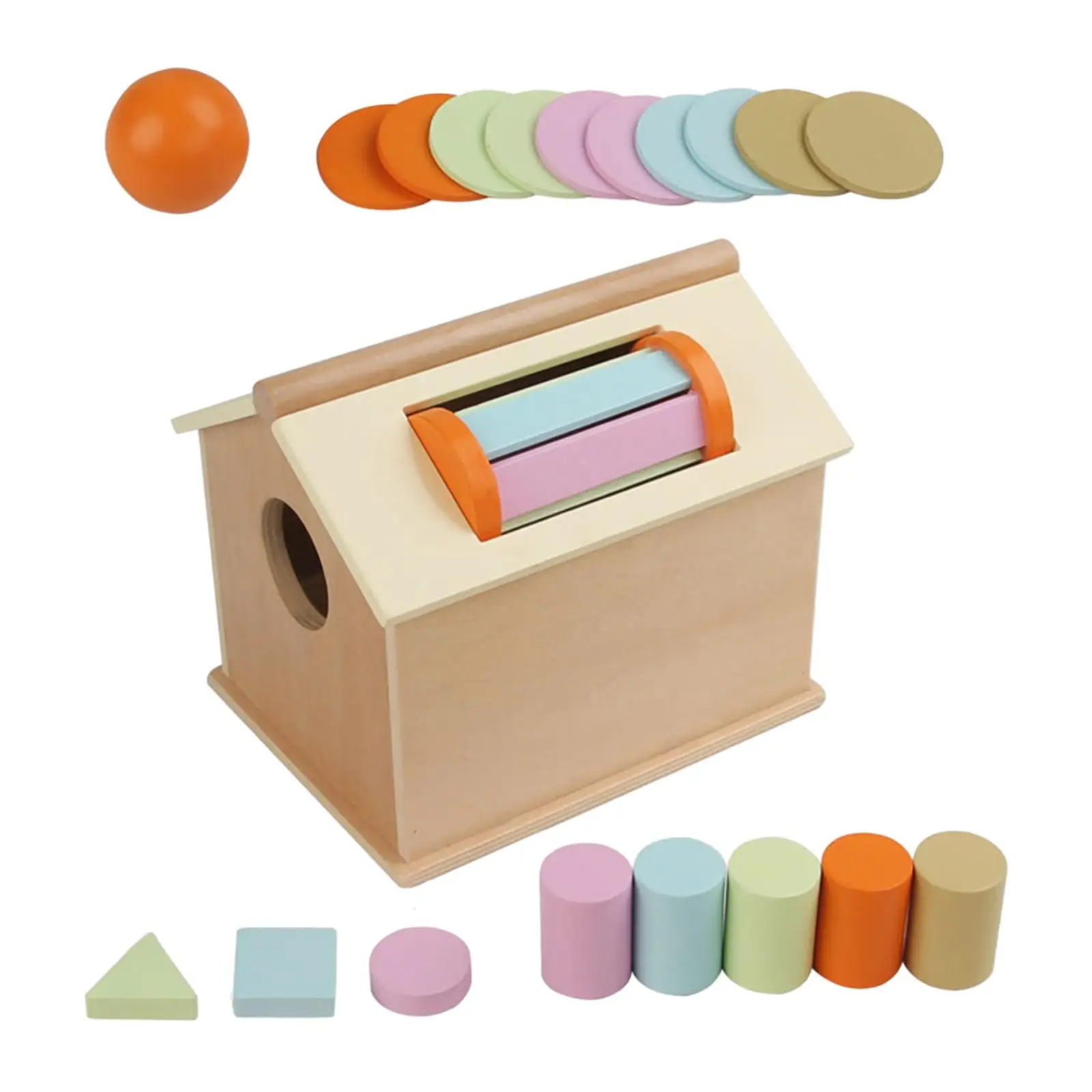 خشبية مونتيسوري الكرة عملة قطرة لعبة منزل للأطفال الرضع ، ألعاب تعليمية ، صندوق الدائم الكائن