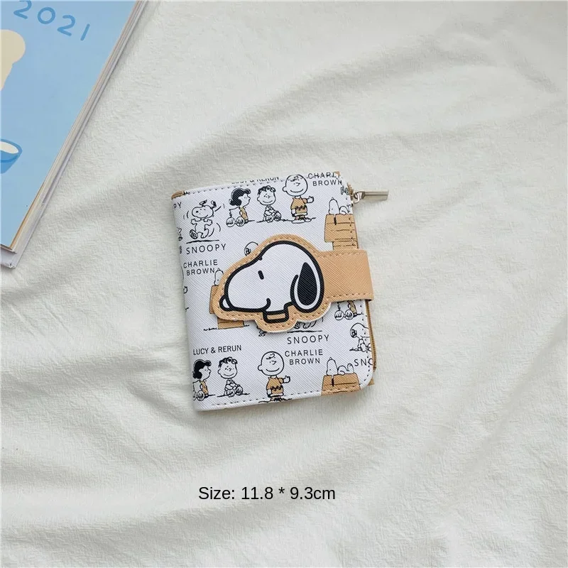 Snoopies Anime Change Bank Card Storage Bag Kawaii PU Wallet Short Zipper Coin Handbag Long Style Fold Purse Girl Birthday Gift