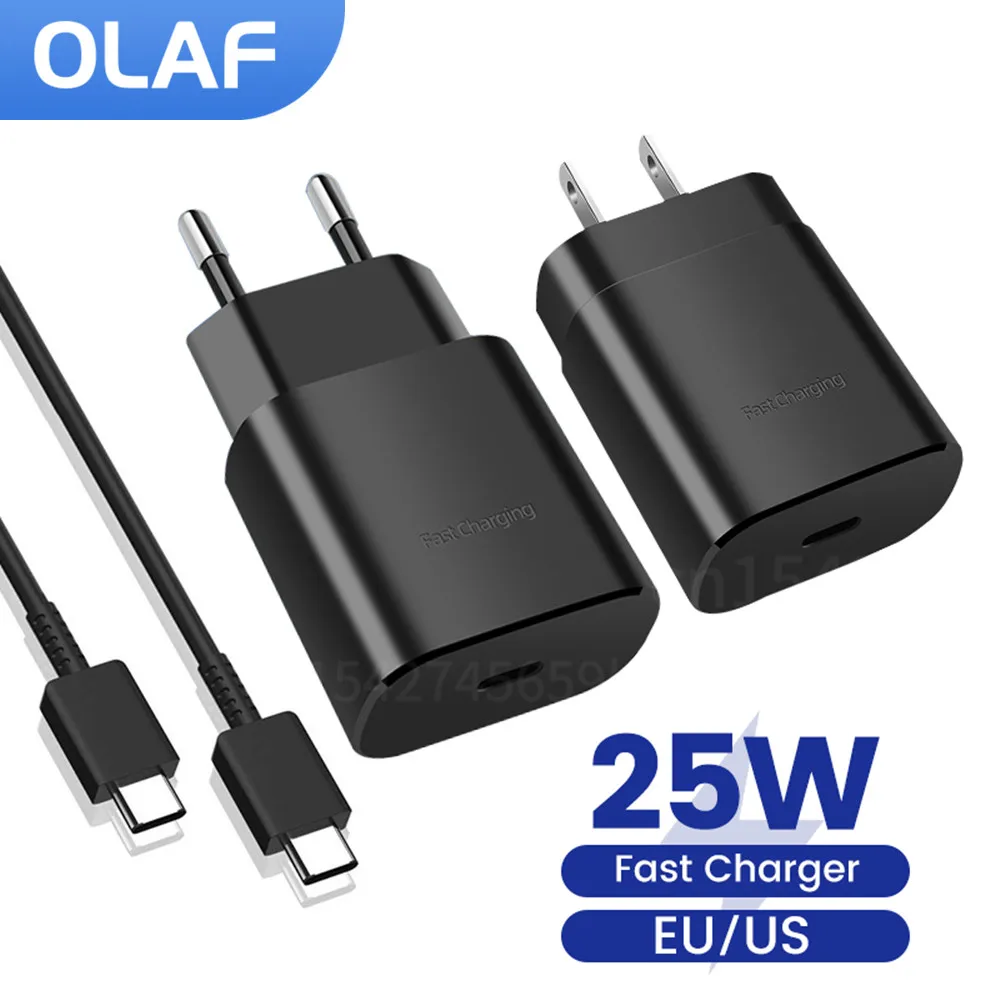 Olaf 25W USB Type C Charger For Samsung Galaxy S22 S21 S20 Note 20 10 A71 A80 S8 S7 Super PD Fast Charging Cargador Type C Cable 27 sold4,323.55Extra 2% off with coinsShop2035004 StoreSee previewSimil