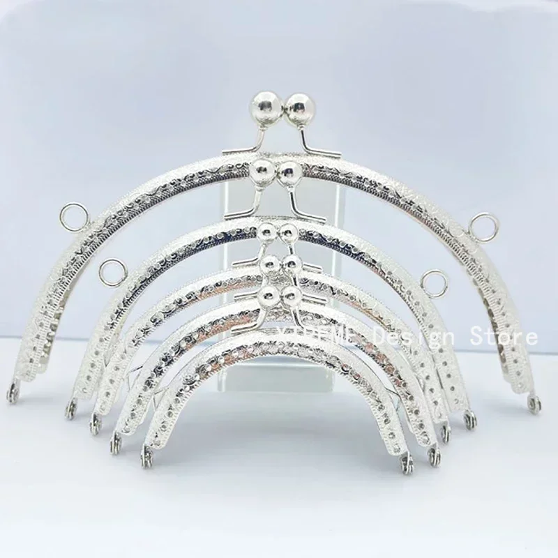 1PCS 8.5/10.5/12.5/15CM Glossy Silver Basic Semicircle Metal Purse Frame Kiss Clasp Lock DIY Bag Accessories