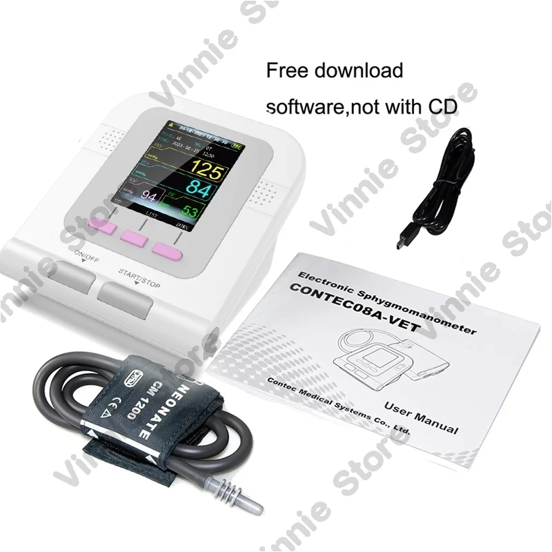 CONTEC08A Vet use Electronic Sphygmomanometer Digital Blood Pressure Veterinary Vet Use Monitor Pets Dog Cat Horse etc