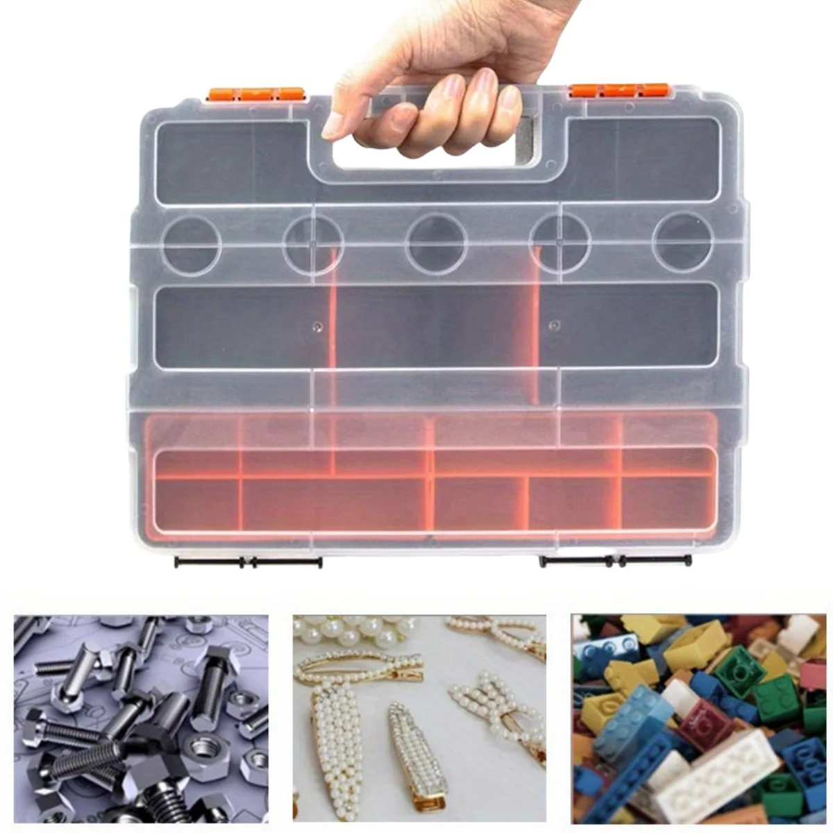 Portable Parts Box Hardware Storage Toolbox Plastic Case Multi-Grid Combination Screw Storage Box Garage Repair Tool Box