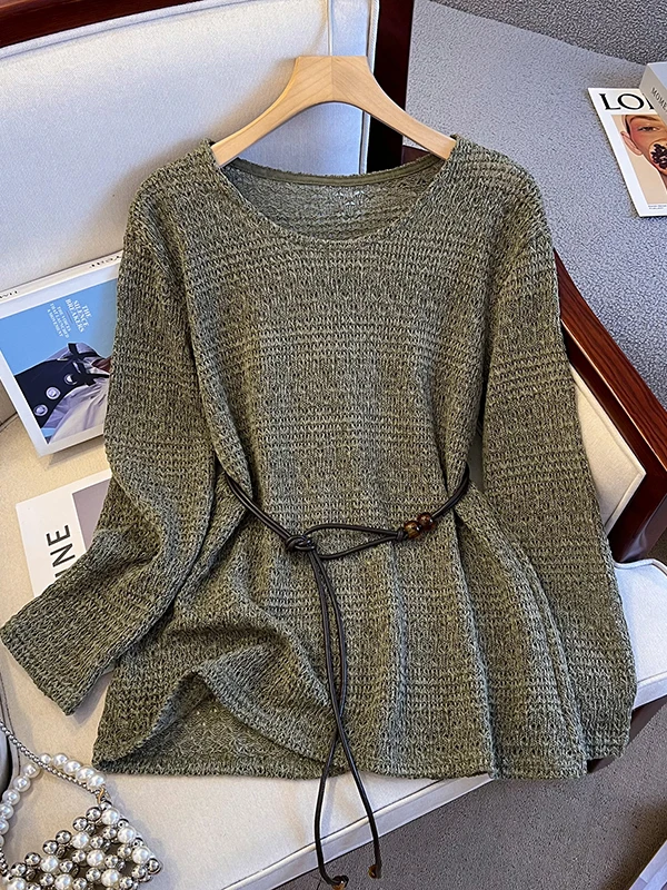 

Новинка 2023 года, женский вязаный свитер Long Sve, свободный крой, удобное свободное пальто ранней осени, утягивающий топ, модный свитер