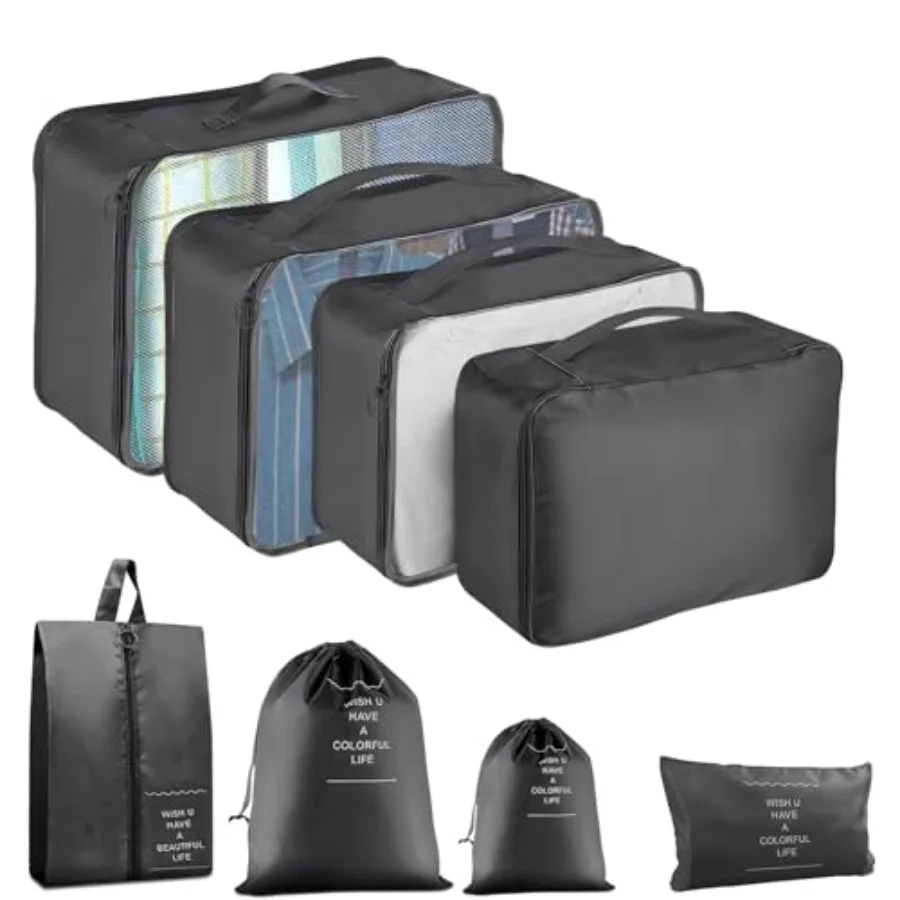

8 Set Packing Cubes for Suitcase Packing Cubes for Carry on Suitcases Luggage Organizer for Travel Essentials Large Mesh Luggag
