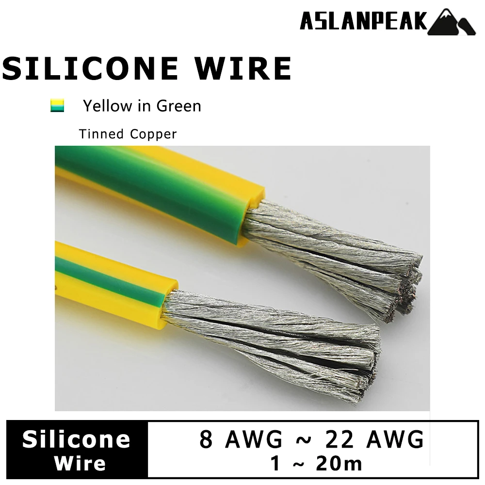 Yellow-green Silicone wire Electrical wire Extension wire Silicone cable Electric cable Extension cable ground wire ground cable
