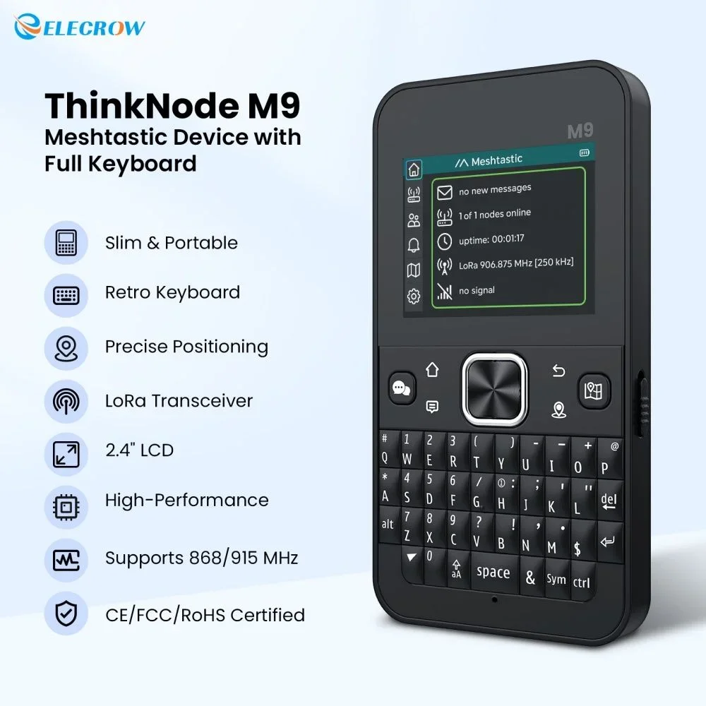 Elecrow ThinkNode M9 Meshtastic ESP32-S3 GPS Communication Terminal with 2.4inch LCD