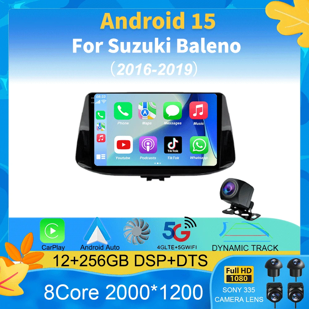 

Android 15 For Suzuki Baleno 2016 2017 2018 2019 GPS Screen Support Rear Camera Carplay Car Multimedia Radio Video Player New