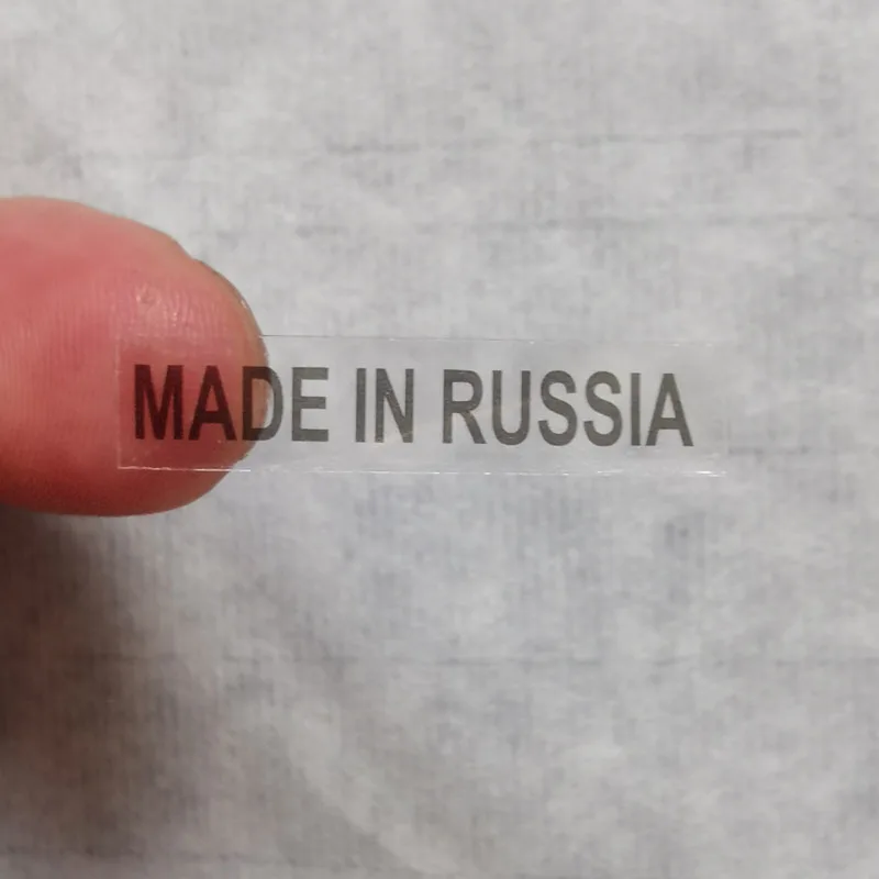 1000PCS 6X28mm MADE IN RUSSIA Transparent Stickers Origin Label