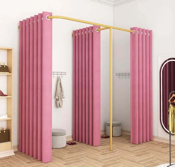 

Clothing store F-type fitting room track simple dressing room partition cloth curtain men's and women's